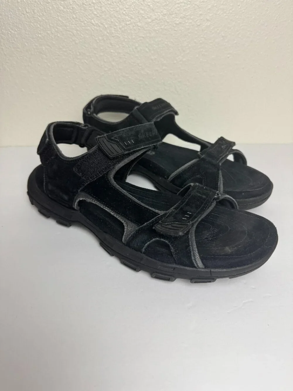Skechers Gander Louden Men Sandals Black Memory Form Hiking Size 12